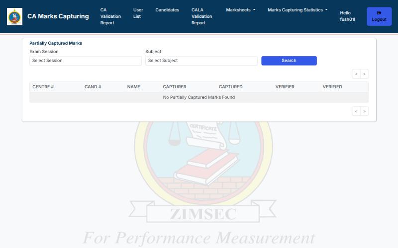 The Mark Capturing Status report with session and subject filters and a table of capturer and verifier columns